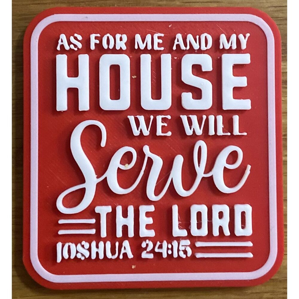 Fridge Magnet, 3" x 2.77" As For Me and My House - White over Red M3023-0102